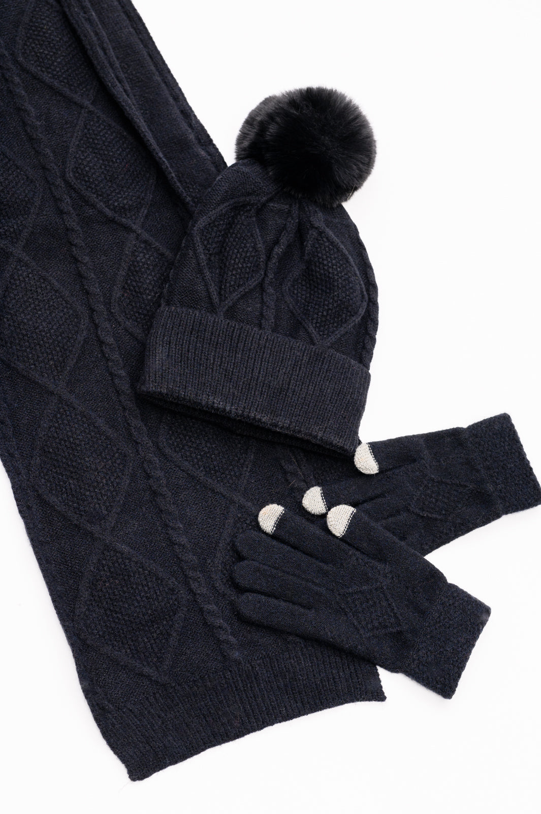 Jane Frost Beanie, Glove, and Scarf Set In Black-Accessories-Ave Shops-[option4]-[option5]-[option6]-[option7]-[option8]-Shop-Boutique-Clothing-for-Women-Online