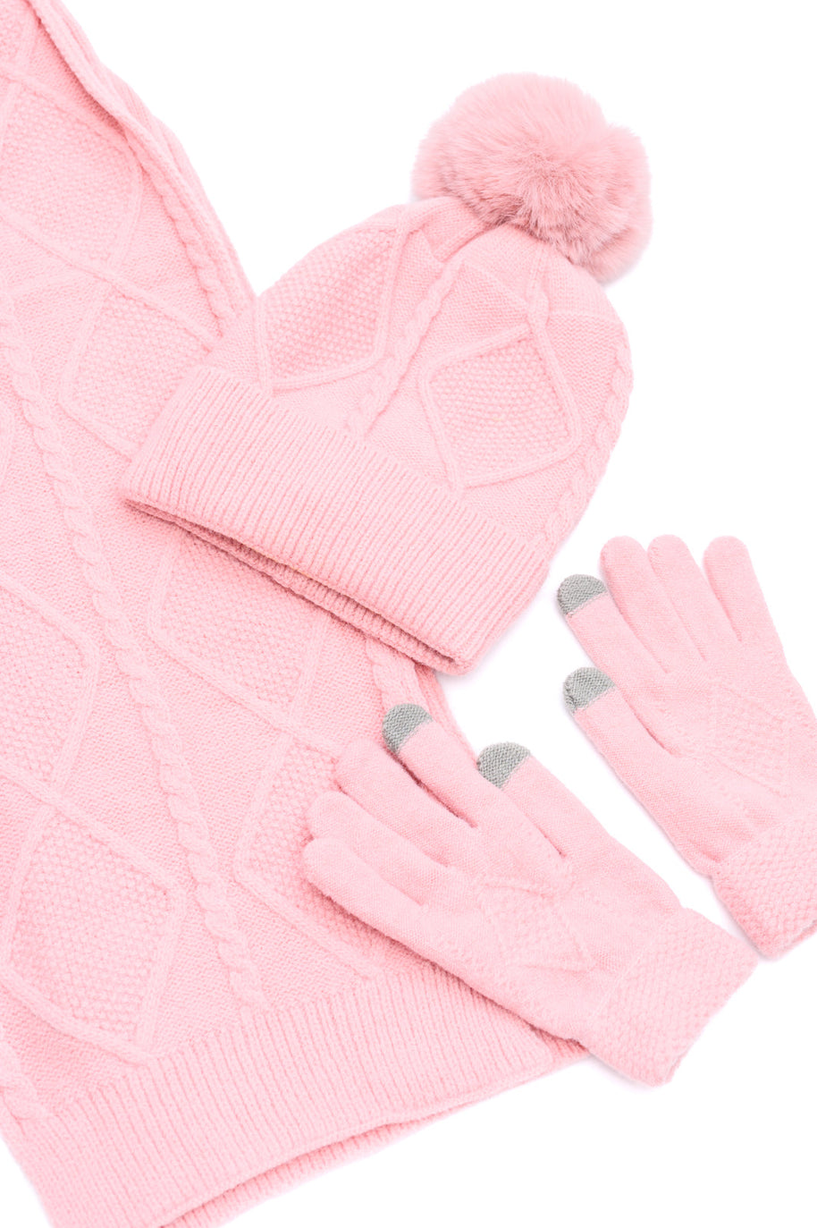 Jane Frost Beanie, Glove, and Scarf Set in Pink-Accessories-Ave Shops-[option4]-[option5]-[option6]-[option7]-[option8]-Shop-Boutique-Clothing-for-Women-Online