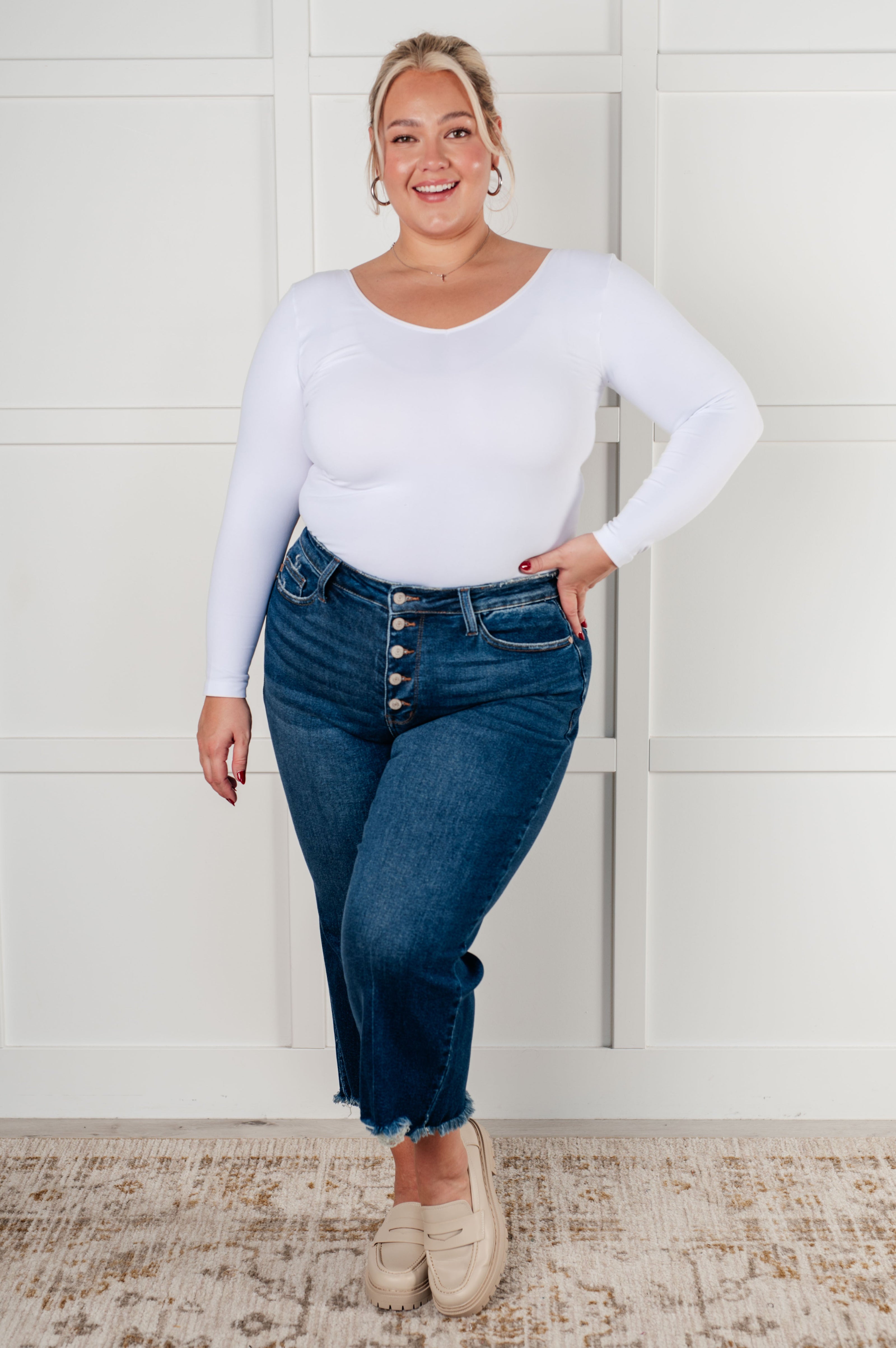Judy Blue Janice High Rise Button Fly Wide Leg Crop Jeans-Womens-Ave Shops-[option4]-[option5]-[option6]-[option7]-[option8]-Shop-Boutique-Clothing-for-Women-Online