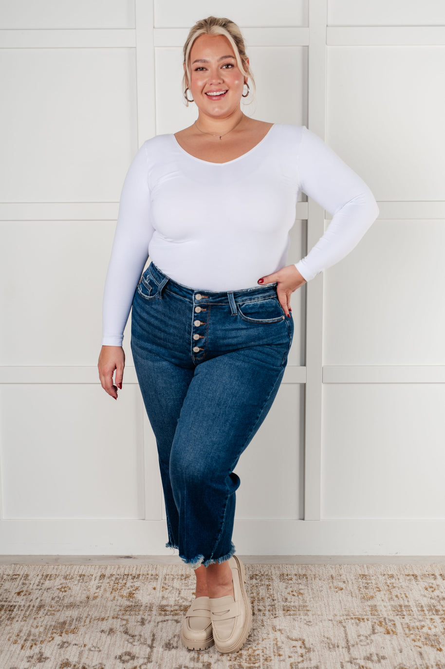 Judy Blue Janice High Rise Button Fly Wide Leg Crop Jeans-Womens-Ave Shops-[option4]-[option5]-[option6]-[option7]-[option8]-Shop-Boutique-Clothing-for-Women-Online