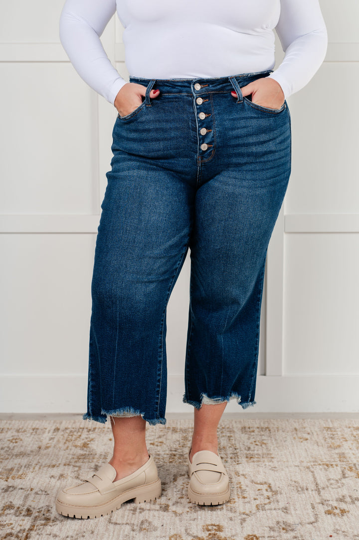 Judy Blue Janice High Rise Button Fly Wide Leg Crop Jeans-Womens-Ave Shops-[option4]-[option5]-[option6]-[option7]-[option8]-Shop-Boutique-Clothing-for-Women-Online