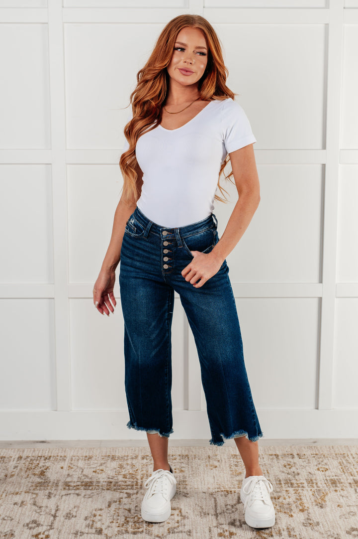 Judy Blue Janice High Rise Button Fly Wide Leg Crop Jeans-Womens-Ave Shops-[option4]-[option5]-[option6]-[option7]-[option8]-Shop-Boutique-Clothing-for-Women-Online