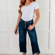 Judy Blue Janice High Rise Button Fly Wide Leg Crop Jeans-Womens-Ave Shops-[option4]-[option5]-[option6]-[option7]-[option8]-Shop-Boutique-Clothing-for-Women-Online