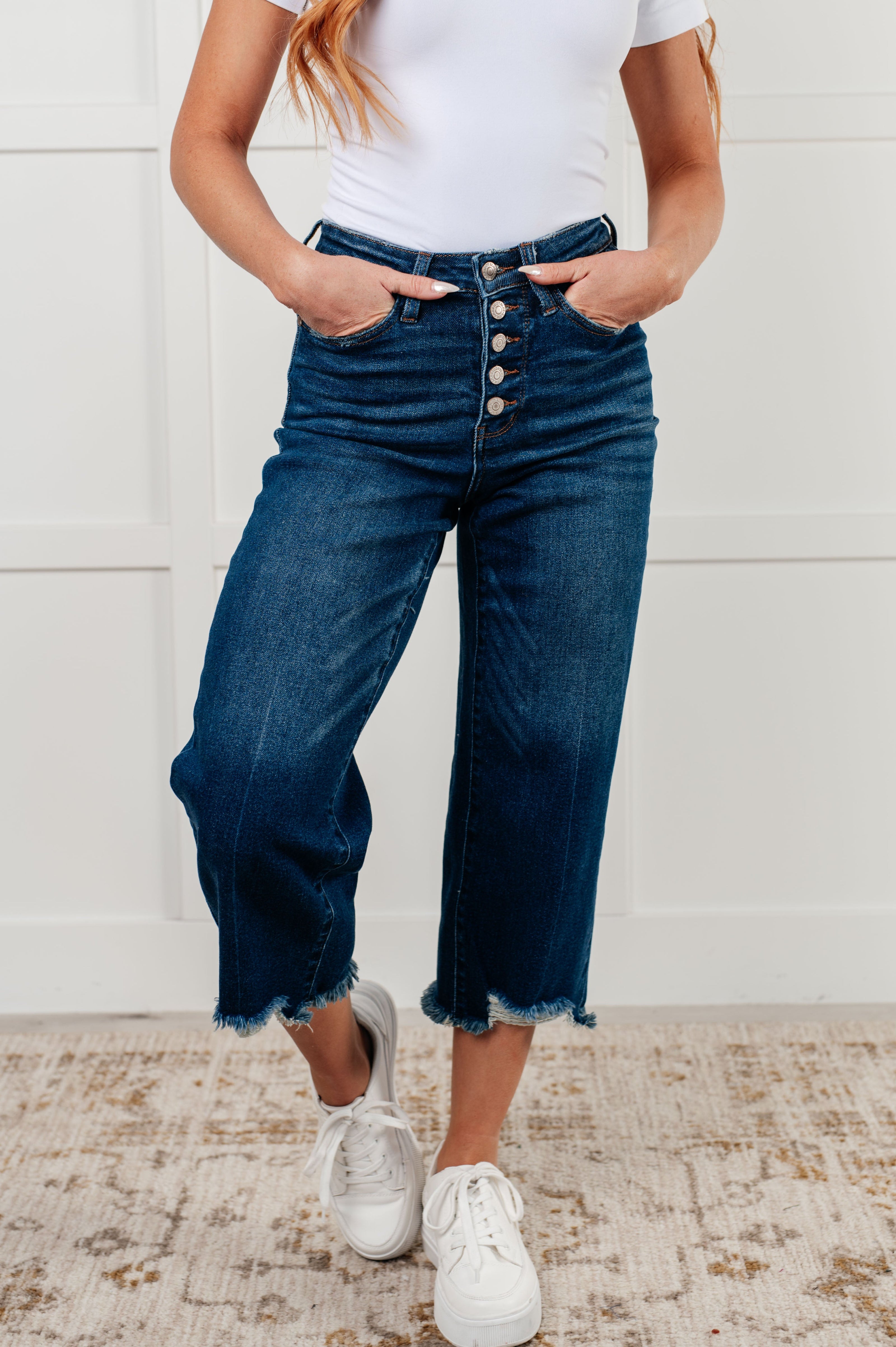 Judy Blue Janice High Rise Button Fly Wide Leg Crop Jeans-Womens-Ave Shops-[option4]-[option5]-[option6]-[option7]-[option8]-Shop-Boutique-Clothing-for-Women-Online