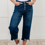 Judy Blue Janice High Rise Button Fly Wide Leg Crop Jeans-Womens-Ave Shops-[option4]-[option5]-[option6]-[option7]-[option8]-Shop-Boutique-Clothing-for-Women-Online