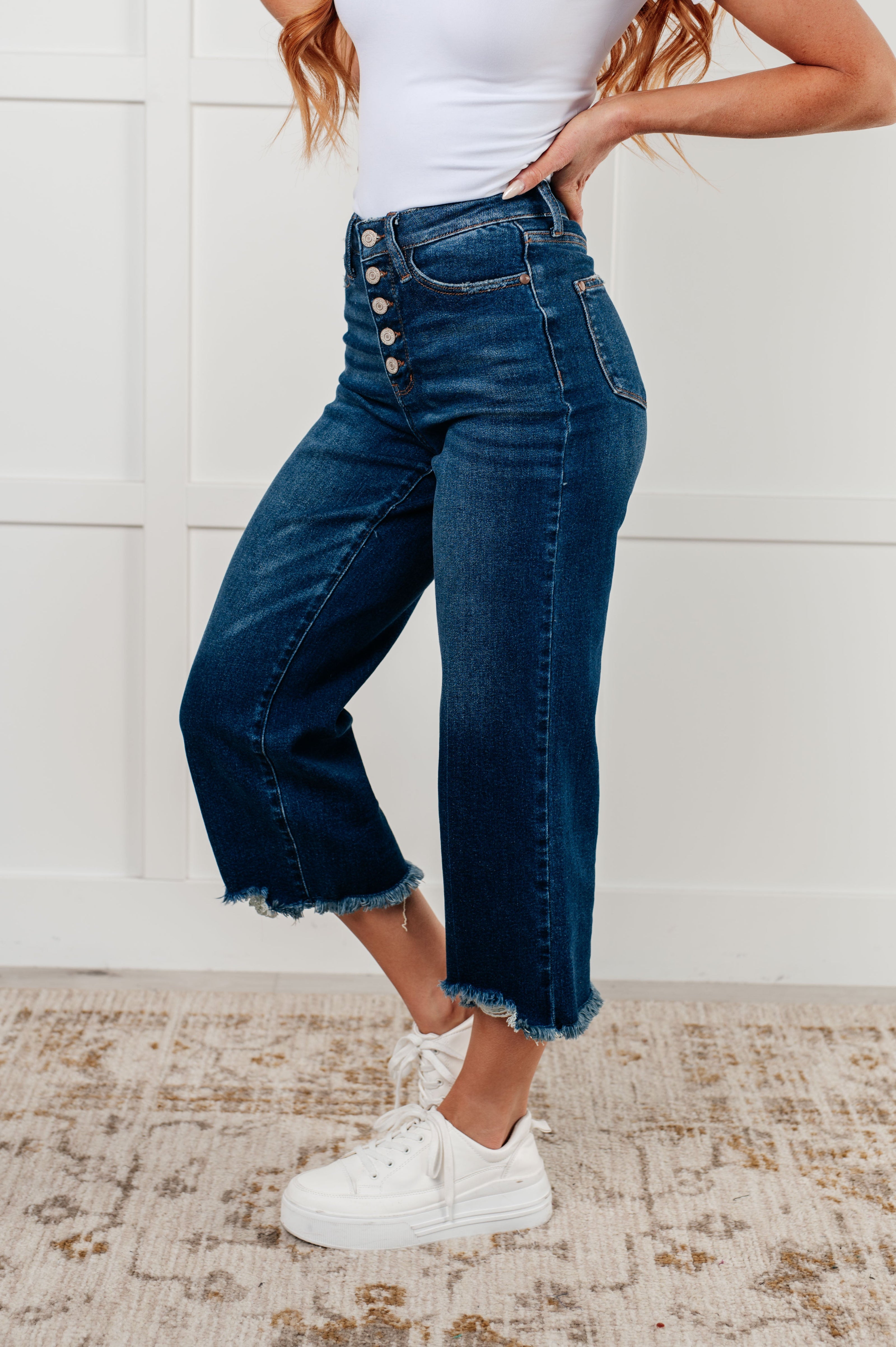 Judy Blue Janice High Rise Button Fly Wide Leg Crop Jeans-Womens-Ave Shops-[option4]-[option5]-[option6]-[option7]-[option8]-Shop-Boutique-Clothing-for-Women-Online