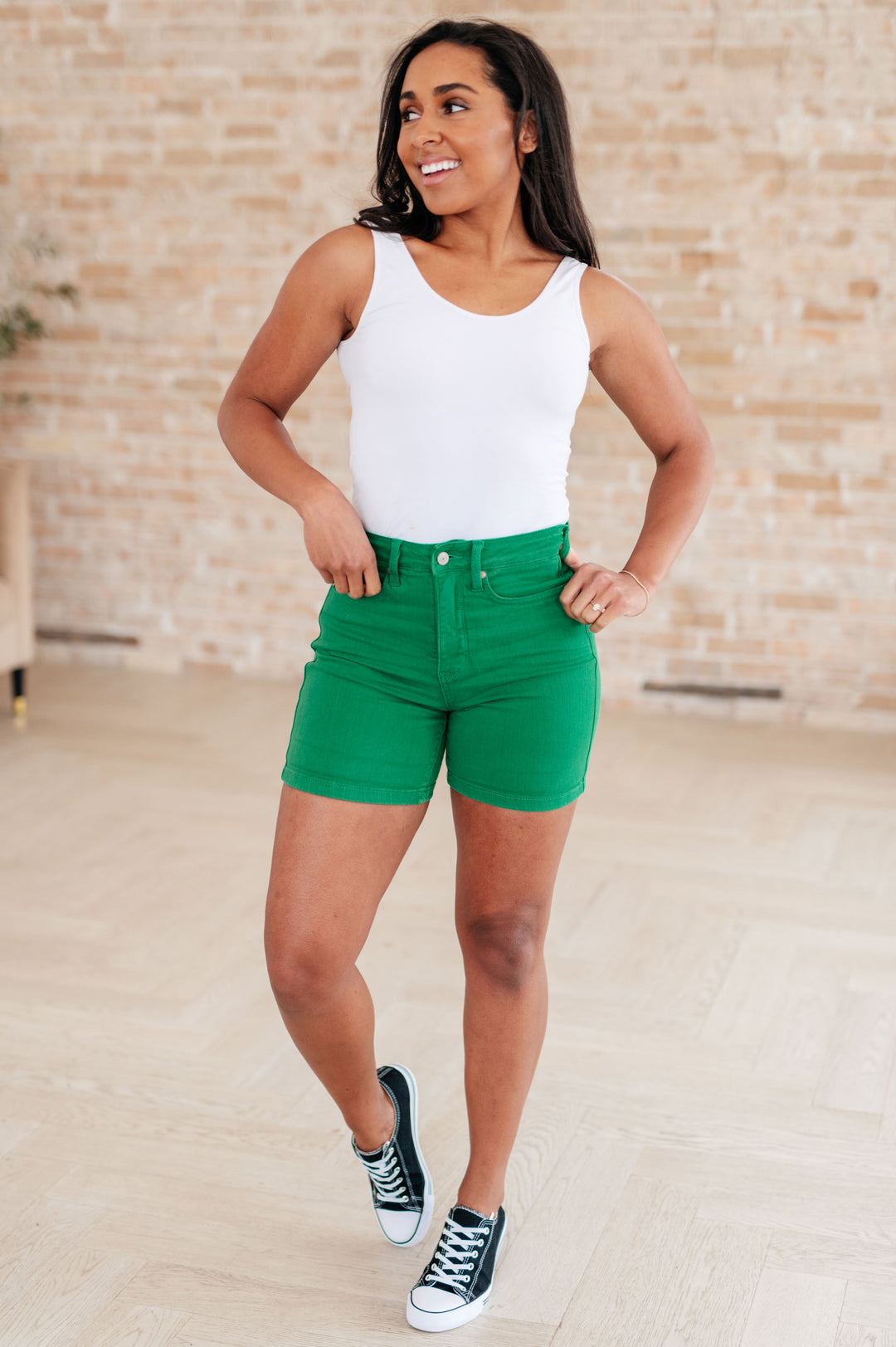 Judy Blue Jenna High Rise Control Top Cuffed Shorts in Green-Womens-Ave Shops-[option4]-[option5]-[option6]-[option7]-[option8]-Shop-Boutique-Clothing-for-Women-Online