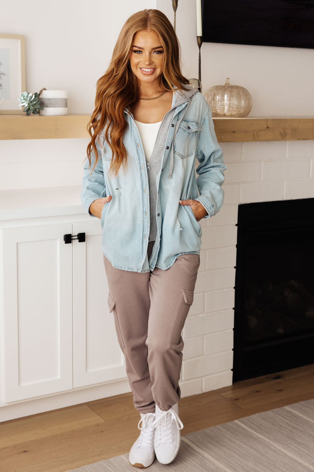 Jordan Hooded Denim Shacket in Light Wash-Womens-Ave Shops-[option4]-[option5]-[option6]-[option7]-[option8]-Shop-Boutique-Clothing-for-Women-Online