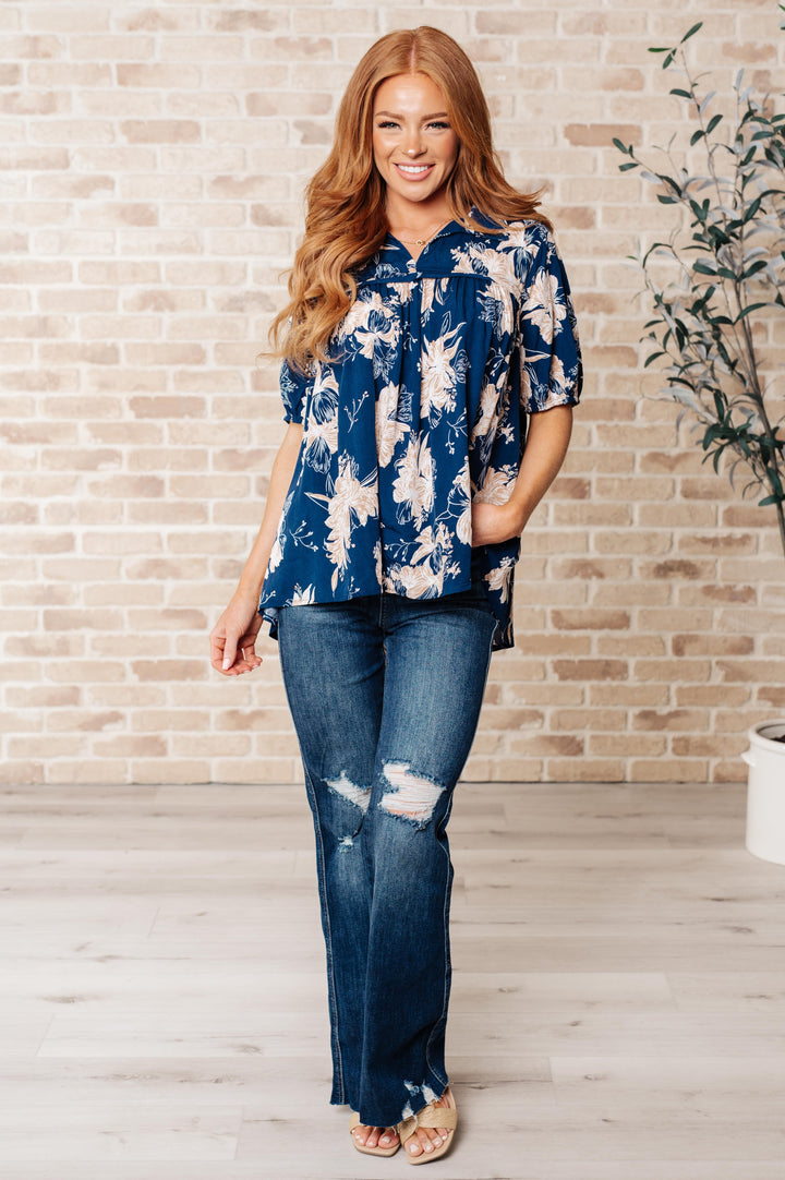 Just Coasting Floral Blouse-Tops-Ave Shops-[option4]-[option5]-[option6]-[option7]-[option8]-Shop-Boutique-Clothing-for-Women-Online