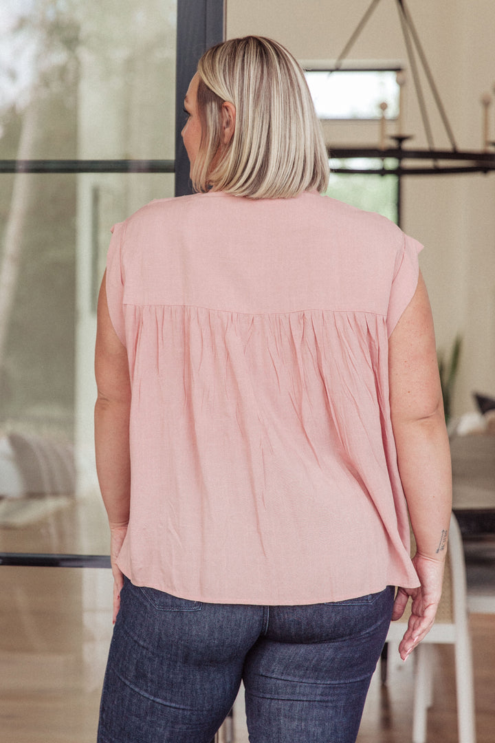 Pleat Detail Button Up Blouse in Pink-Tops-Ave Shops-[option4]-[option5]-[option6]-[option7]-[option8]-Shop-Boutique-Clothing-for-Women-Online