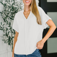 PREORDER: Crinkle Wove V-Neck Blouse in Four Colors-Womens-Ave Shops-[option4]-[option5]-[option6]-[option7]-[option8]-Shop-Boutique-Clothing-for-Women-Online