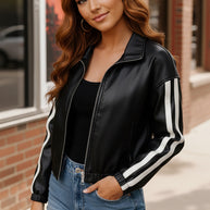 Street Stride Pleather Jacket-Kori America-[option4]-[option5]-[option6]-[option7]-[option8]-Shop-Boutique-Clothing-for-Women-Online