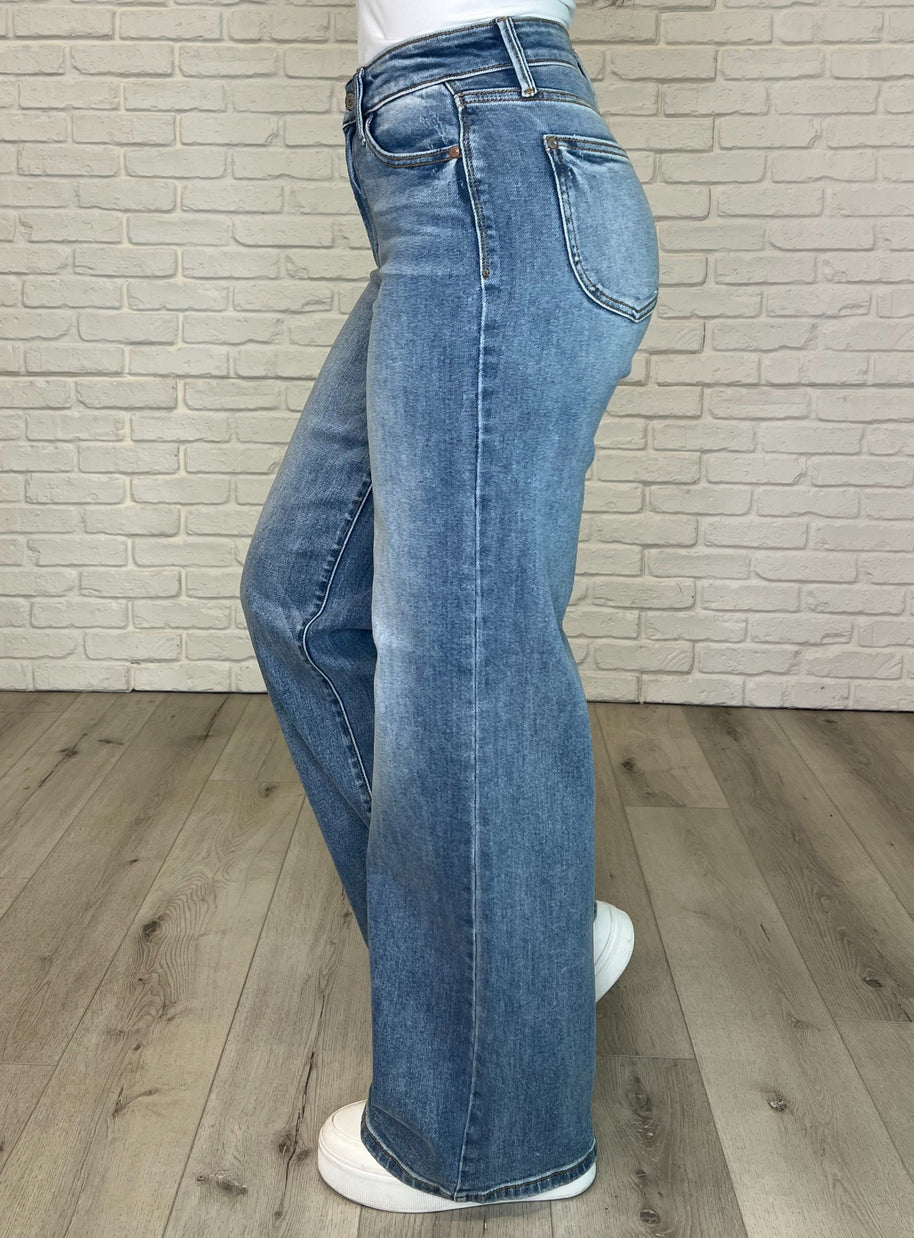 Judy Blue Karis High Rise Vintage Wash Retro Wide Leg-Womens-Judy Blue-[option4]-[option5]-[option6]-[option7]-[option8]-Shop-Boutique-Clothing-for-Women-Online