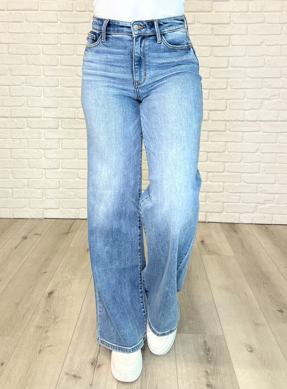 Judy Blue Karis High Rise Vintage Wash Retro Wide Leg-Womens-Judy Blue-[option4]-[option5]-[option6]-[option7]-[option8]-Shop-Boutique-Clothing-for-Women-Online