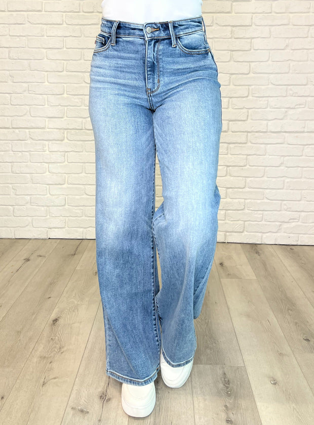 Judy Blue Karis High Rise Vintage Wash Retro Wide Leg-Womens-Judy Blue-[option4]-[option5]-[option6]-[option7]-[option8]-Shop-Boutique-Clothing-for-Women-Online