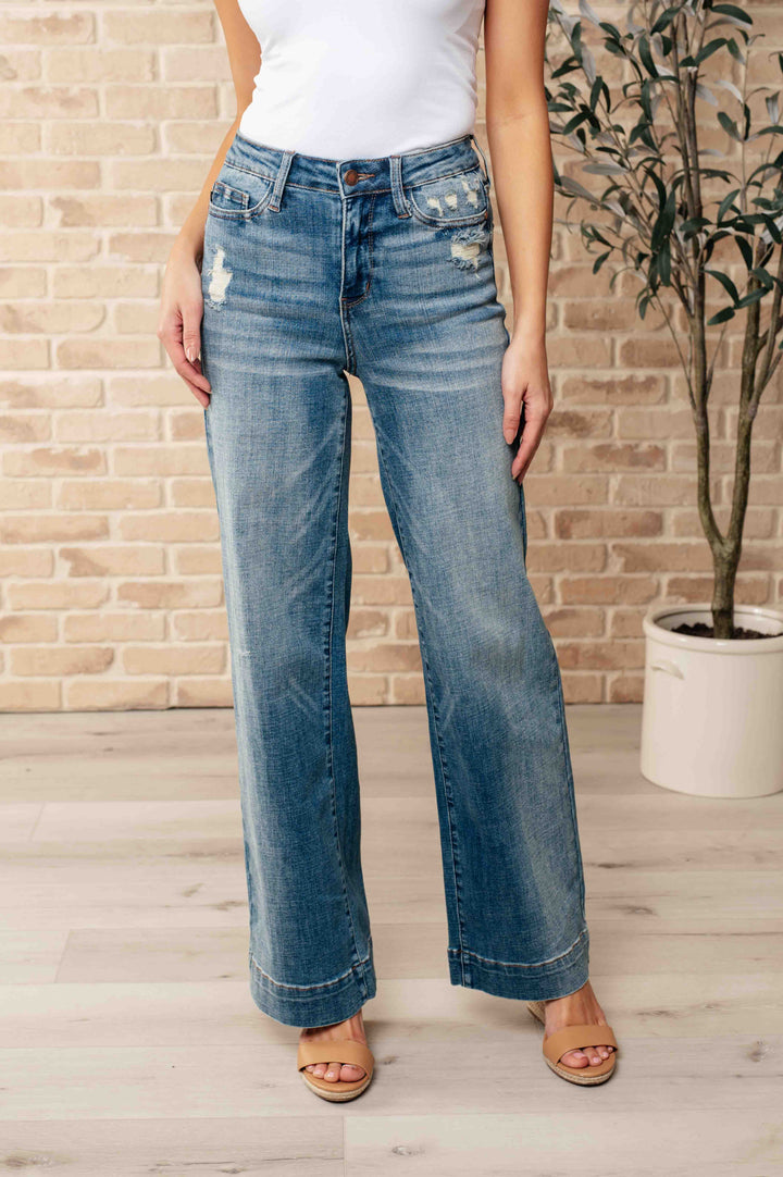Judy Blue Katrina High Waist Distressed Denim Trousers-Denim-Ave Shops-[option4]-[option5]-[option6]-[option7]-[option8]-Shop-Boutique-Clothing-for-Women-Online
