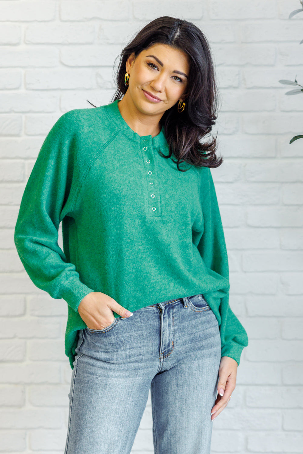 Zenana Keeping it Real Brushed Melange Hacci Long Sleeve Tee in Forest-Tops-Ave Shops-[option4]-[option5]-[option6]-[option7]-[option8]-Shop-Boutique-Clothing-for-Women-Online