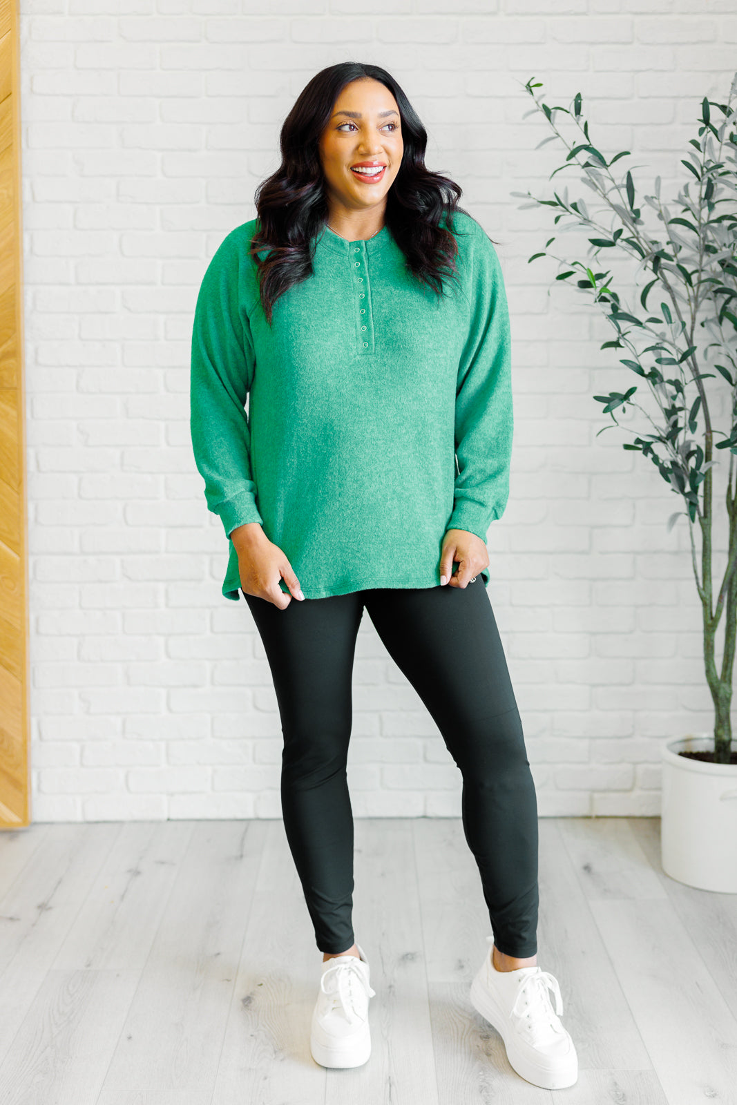 Zenana Keeping it Real Brushed Melange Hacci Long Sleeve Tee in Forest-Tops-Ave Shops-[option4]-[option5]-[option6]-[option7]-[option8]-Shop-Boutique-Clothing-for-Women-Online