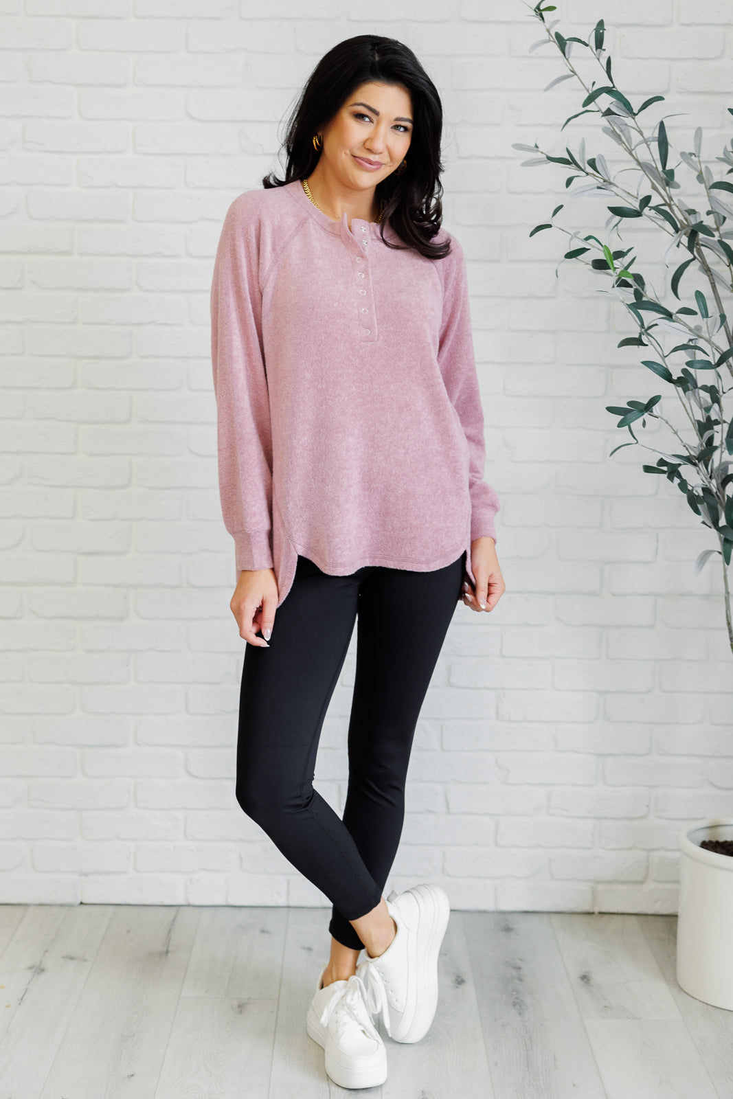 Zenana Keeping it Real Brushed Melange Hacci Long Sleeve Tee in Light Rose-Tops-Ave Shops-[option4]-[option5]-[option6]-[option7]-[option8]-Shop-Boutique-Clothing-for-Women-Online