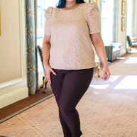 Kelsi Jacquard Puff Sleeve Top In Tan-Womens-Ave Shops-[option4]-[option5]-[option6]-[option7]-[option8]-Shop-Boutique-Clothing-for-Women-Online