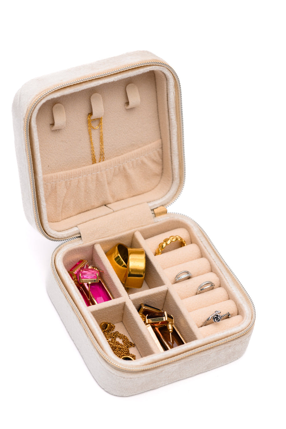 Kept and Carried Velvet Jewelry Box in Ivory-Accessories-Ave Shops-[option4]-[option5]-[option6]-[option7]-[option8]-Shop-Boutique-Clothing-for-Women-Online