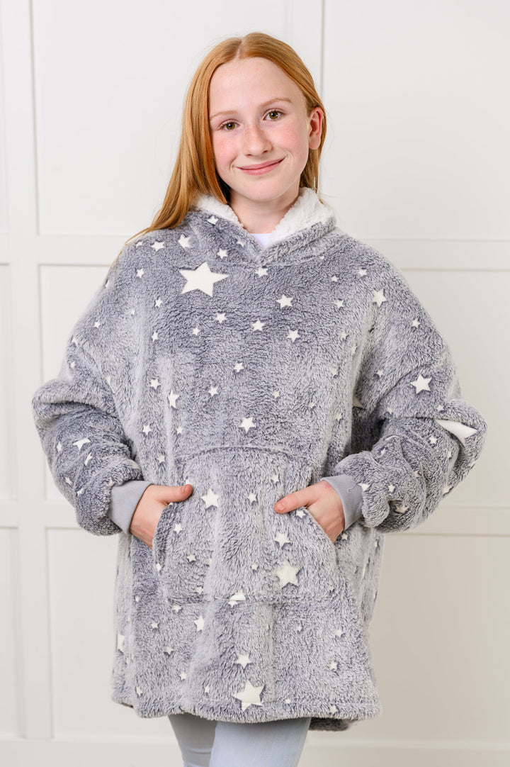 Kids Oversized Hoodie Blanket in Grey Stars-Layers-Ave Shops-OS-[option4]-[option5]-[option6]-[option7]-[option8]-Shop-Boutique-Clothing-for-Women-Online