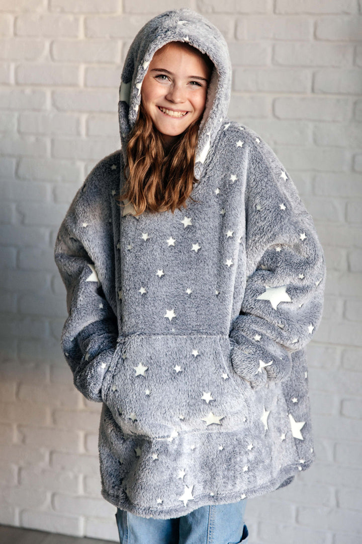 Kids Oversized Hoodie Blanket in Grey Stars-Layers-Ave Shops-OS-[option4]-[option5]-[option6]-[option7]-[option8]-Shop-Boutique-Clothing-for-Women-Online