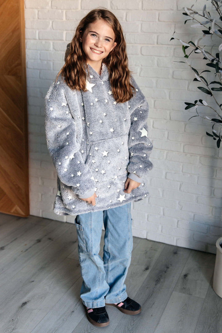 Kids Oversized Hoodie Blanket in Grey Stars-Layers-Ave Shops-OS-[option4]-[option5]-[option6]-[option7]-[option8]-Shop-Boutique-Clothing-for-Women-Online