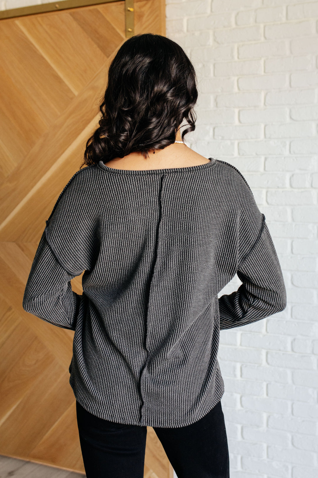 Kinda Sorta Ribbed Top in Charcoal-Tops-Ave Shops-[option4]-[option5]-[option6]-[option7]-[option8]-Shop-Boutique-Clothing-for-Women-Online