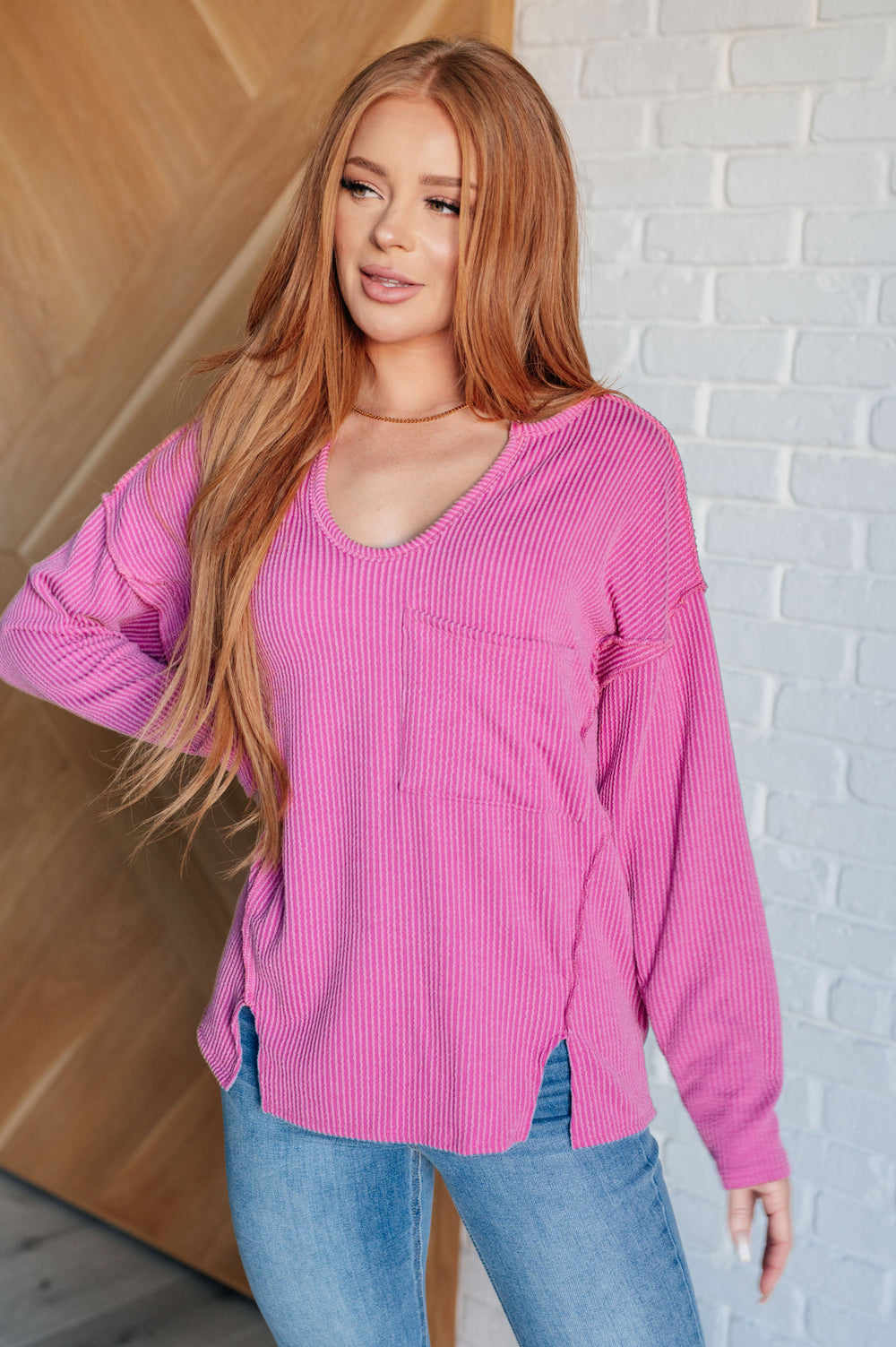 Kinda Sorta Ribbed Top in Magenta-Tops-Ave Shops-[option4]-[option5]-[option6]-[option7]-[option8]-Shop-Boutique-Clothing-for-Women-Online