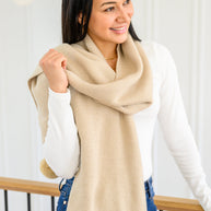 Knitted Fuzzy Pom Pom Scarf In Beige-Womens-Ave Shops-[option4]-[option5]-[option6]-[option7]-[option8]-Shop-Boutique-Clothing-for-Women-Online