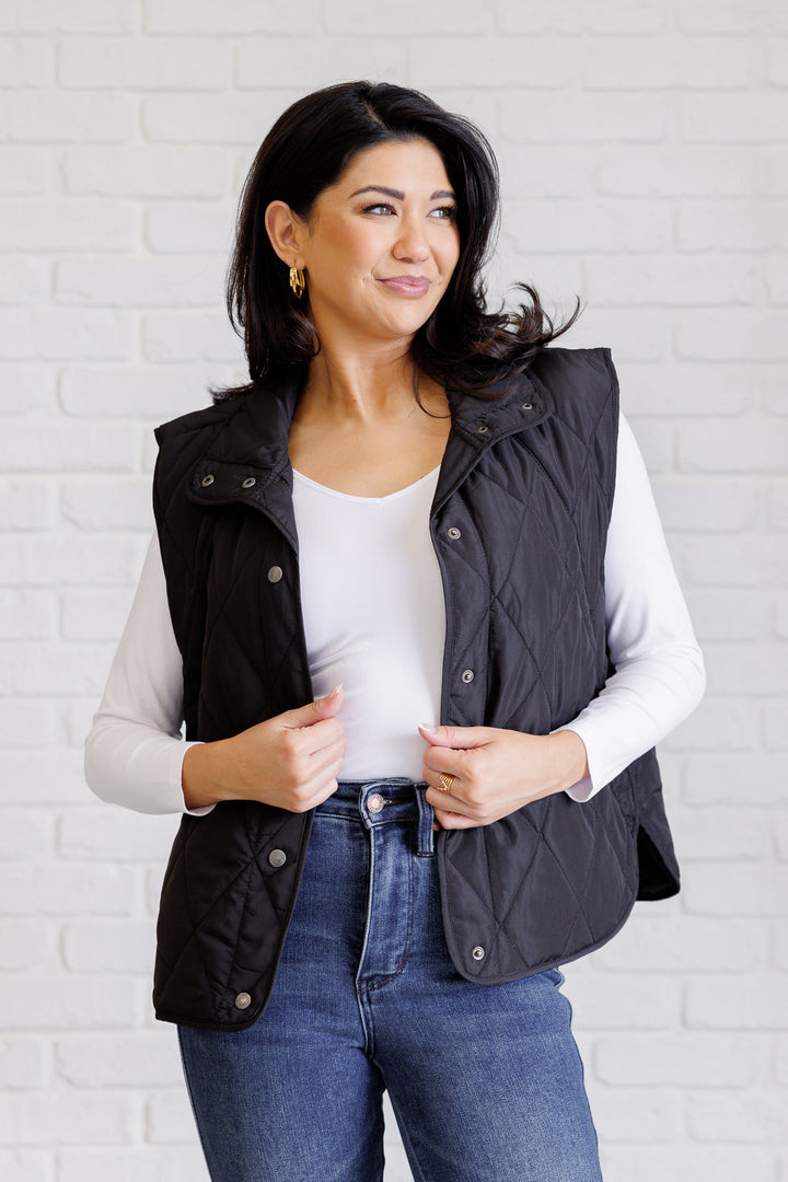 Layering Queen Quilted Puffer Vest in Black-Layers-Ave Shops-[option4]-[option5]-[option6]-[option7]-[option8]-Shop-Boutique-Clothing-for-Women-Online