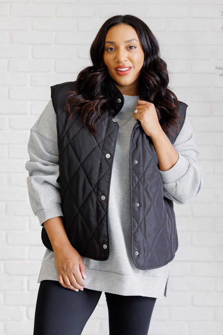 Layering Queen Quilted Puffer Vest in Black-Layers-Ave Shops-[option4]-[option5]-[option6]-[option7]-[option8]-Shop-Boutique-Clothing-for-Women-Online