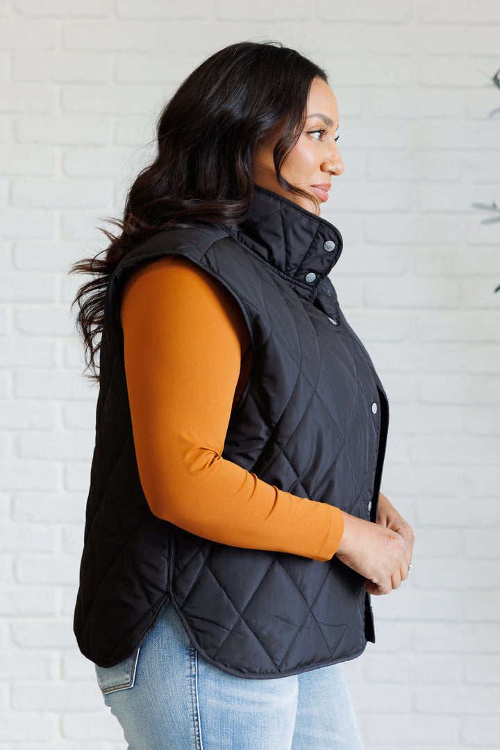 Layering Queen Quilted Puffer Vest in Black-Layers-Ave Shops-[option4]-[option5]-[option6]-[option7]-[option8]-Shop-Boutique-Clothing-for-Women-Online