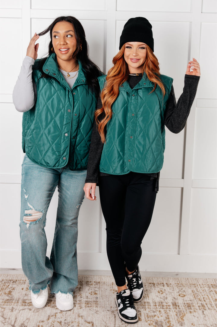 Layering Queen Quilted Puffer Vest in Hunter Green-Layers-Ave Shops-[option4]-[option5]-[option6]-[option7]-[option8]-Shop-Boutique-Clothing-for-Women-Online