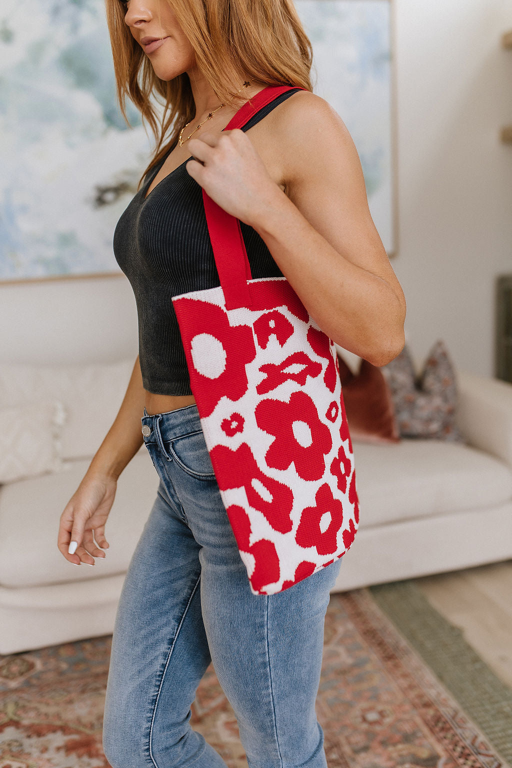 Lazy Daisy Knit Bag in Red-Accessories-Ave Shops-OS-[option4]-[option5]-[option6]-[option7]-[option8]-Shop-Boutique-Clothing-for-Women-Online
