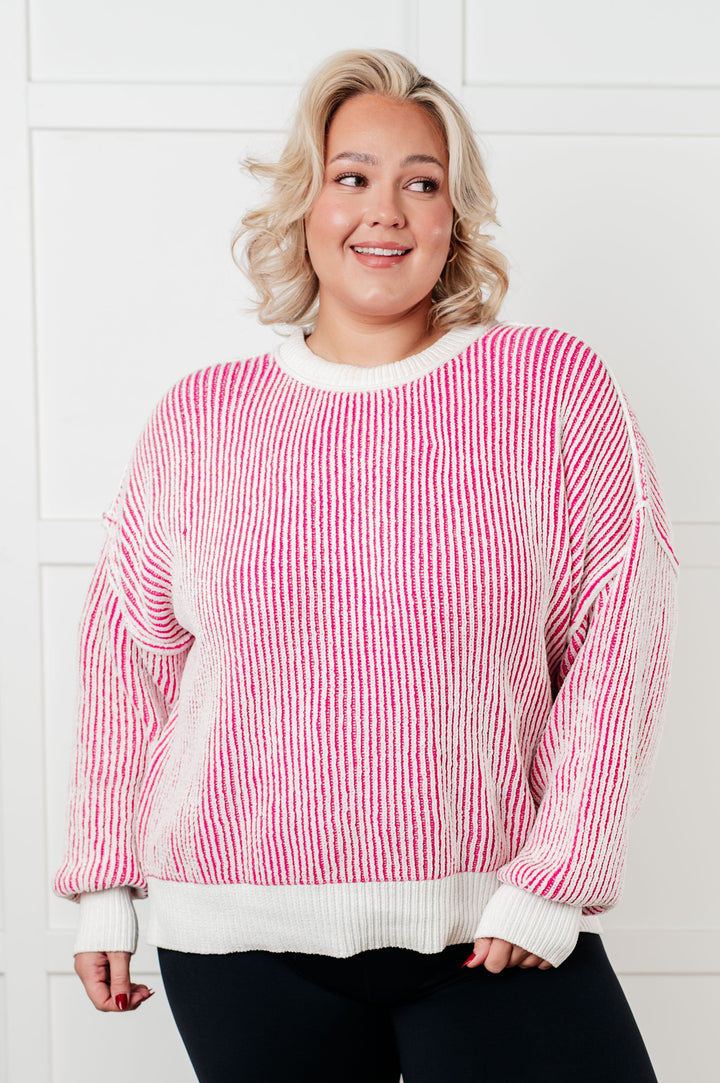 Least High Maintenance Contrast Trim Sweater in Pink-Tops-Ave Shops-[option4]-[option5]-[option6]-[option7]-[option8]-Shop-Boutique-Clothing-for-Women-Online