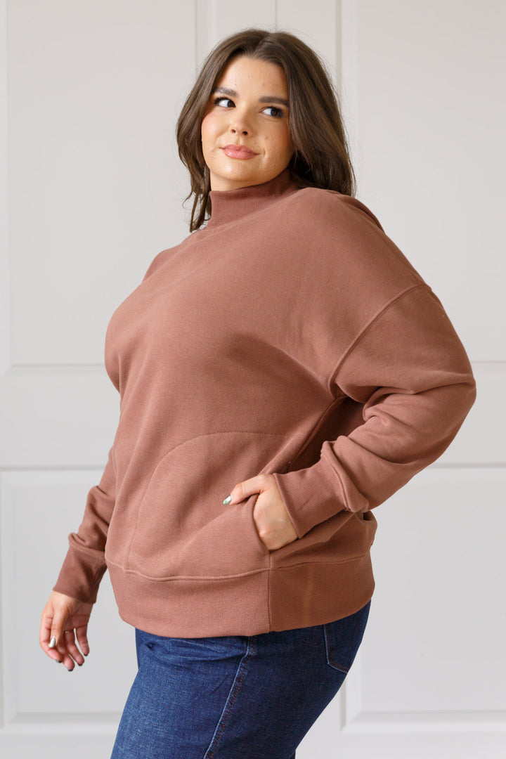 Make No Mistake Mock Neck Pullover in Cocoa-Tops-Ave Shops-[option4]-[option5]-[option6]-[option7]-[option8]-Shop-Boutique-Clothing-for-Women-Online