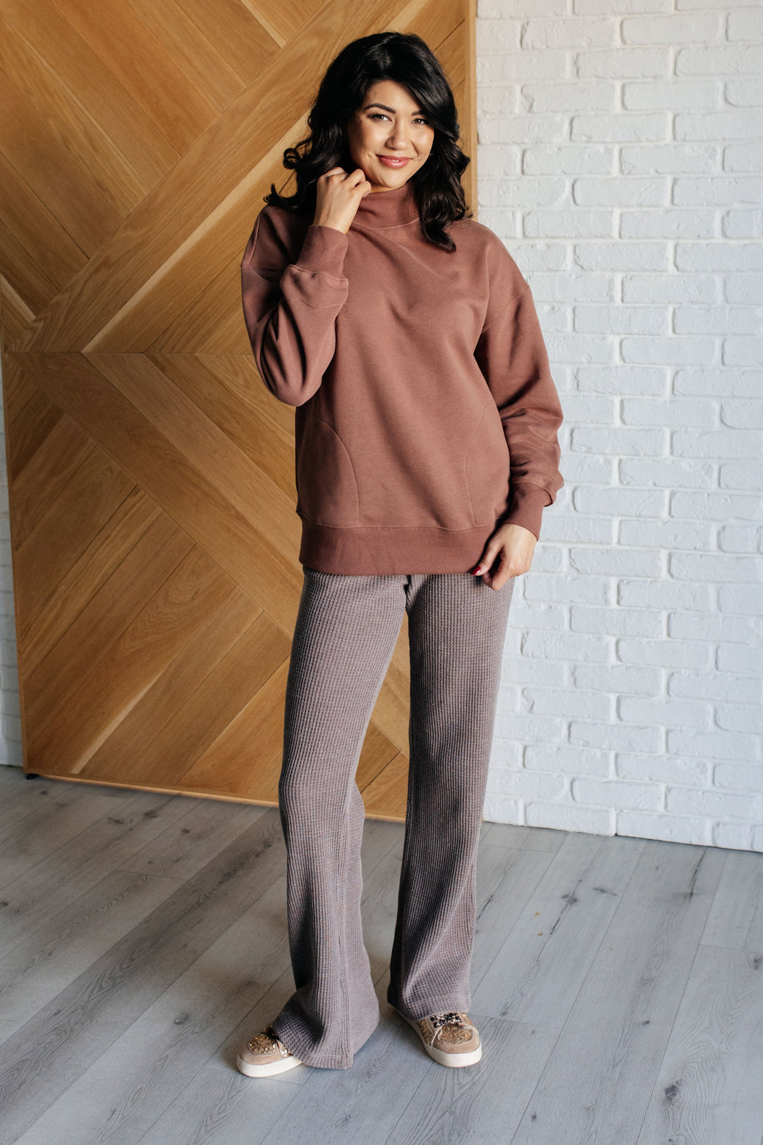 Set Process Mineral Wash Waffle Knit Pants in Brown-Athleisure-Ave Shops-[option4]-[option5]-[option6]-[option7]-[option8]-Shop-Boutique-Clothing-for-Women-Online