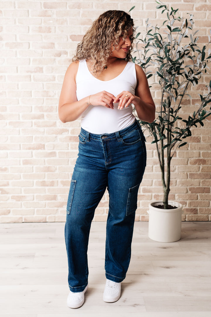 Judy Blue Leila High Rise Cargo Straight Jeans-Denim-Ave Shops-[option4]-[option5]-[option6]-[option7]-[option8]-Shop-Boutique-Clothing-for-Women-Online