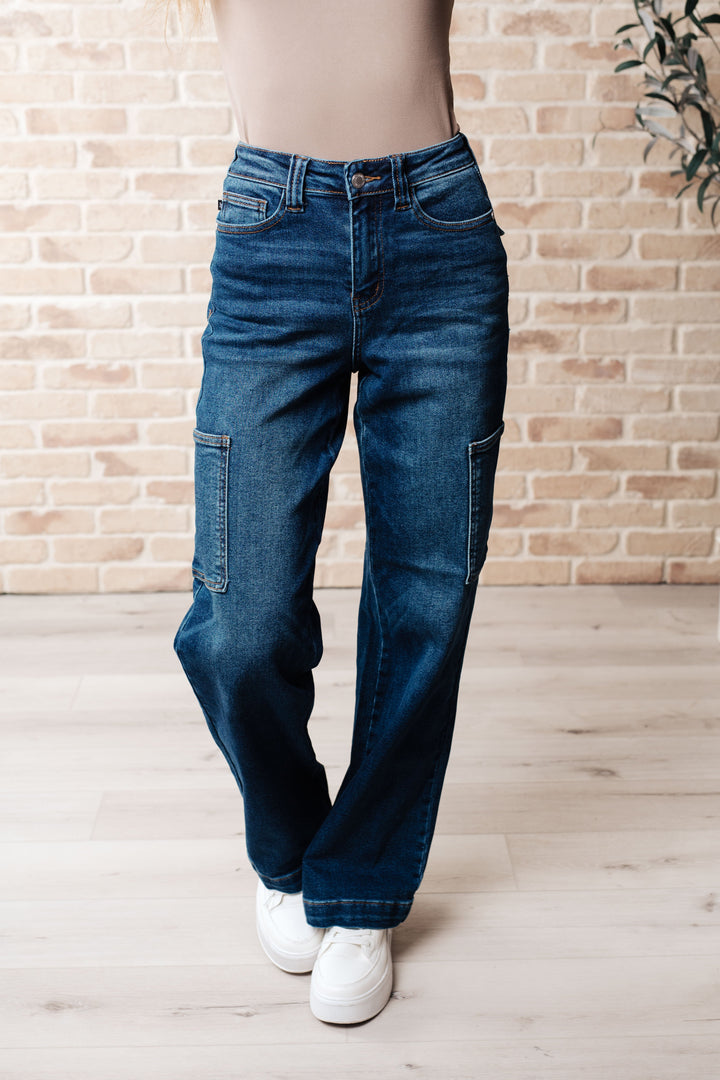 Judy Blue Leila High Rise Cargo Straight Jeans-Denim-Ave Shops-[option4]-[option5]-[option6]-[option7]-[option8]-Shop-Boutique-Clothing-for-Women-Online