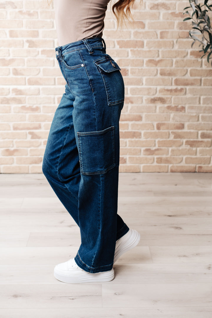 Judy Blue Leila High Rise Cargo Straight Jeans-Denim-Ave Shops-[option4]-[option5]-[option6]-[option7]-[option8]-Shop-Boutique-Clothing-for-Women-Online