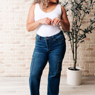 Judy Blue Leila High Rise Cargo Straight Jeans-Denim-Ave Shops-[option4]-[option5]-[option6]-[option7]-[option8]-Shop-Boutique-Clothing-for-Women-Online