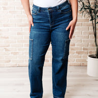 Judy Blue Leila High Rise Cargo Straight Jeans-Denim-Ave Shops-[option4]-[option5]-[option6]-[option7]-[option8]-Shop-Boutique-Clothing-for-Women-Online