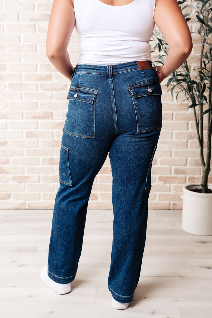 Judy Blue Leila High Rise Cargo Straight Jeans-Denim-Ave Shops-[option4]-[option5]-[option6]-[option7]-[option8]-Shop-Boutique-Clothing-for-Women-Online