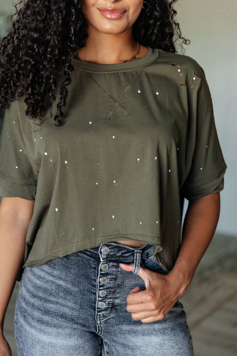 Less Than Stressed Asymmetrical Distressed Top-Tops-Ave Shops-[option4]-[option5]-[option6]-[option7]-[option8]-Shop-Boutique-Clothing-for-Women-Online