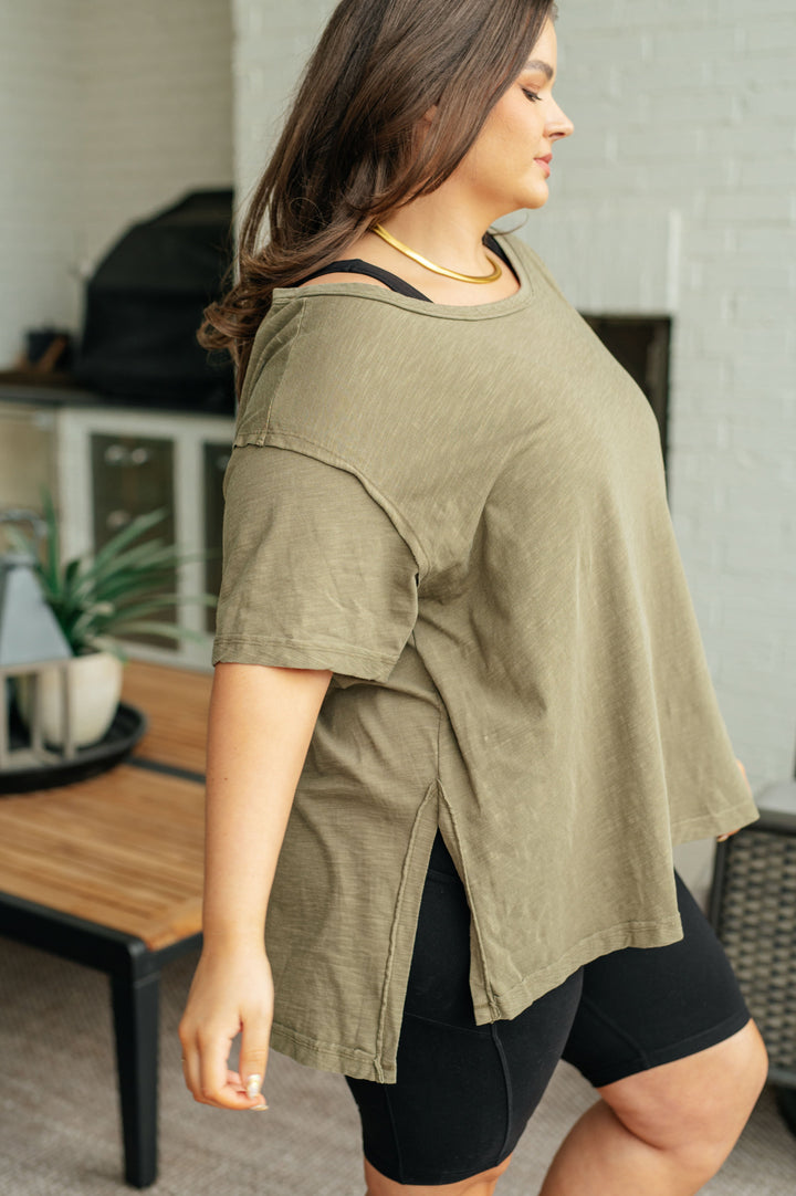 Rae Mode Let Me Live Relaxed Tee in Army-Tops-Ave Shops-[option4]-[option5]-[option6]-[option7]-[option8]-Shop-Boutique-Clothing-for-Women-Online