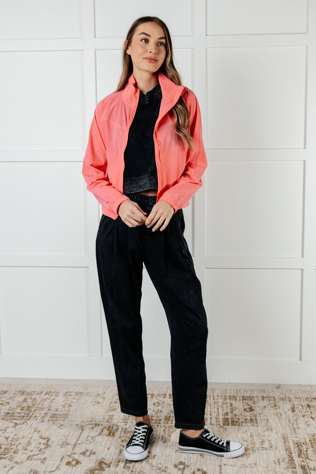 Rae Mode Fit Happens Nylon Tennis Jacket in Coral Rose-Layers-Ave Shops-[option4]-[option5]-[option6]-[option7]-[option8]-Shop-Boutique-Clothing-for-Women-Online