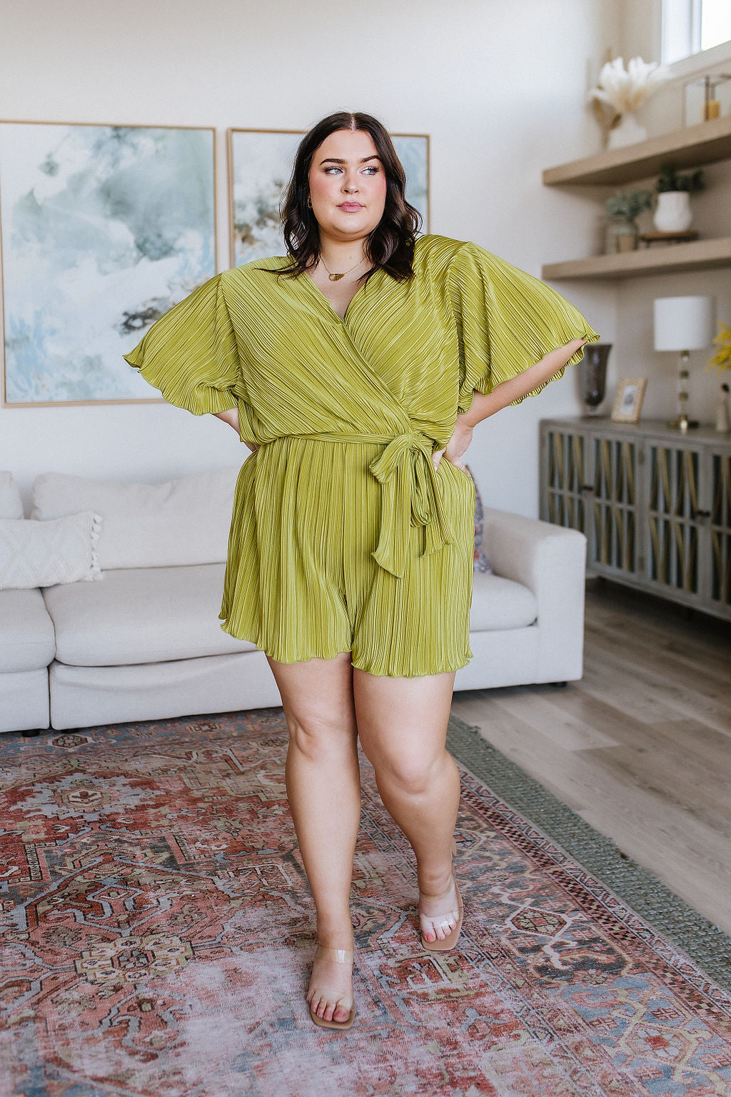 Lovely Life Plisse Romper in Green-Jumpsuits & Rompers-Ave Shops-[option4]-[option5]-[option6]-[option7]-[option8]-Shop-Boutique-Clothing-for-Women-Online