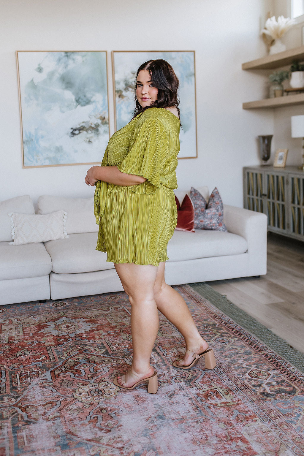 Lovely Life Plisse Romper in Green-Jumpsuits & Rompers-Ave Shops-[option4]-[option5]-[option6]-[option7]-[option8]-Shop-Boutique-Clothing-for-Women-Online